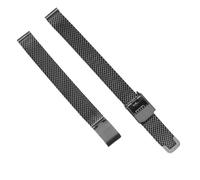 HBGRVCKS Metall-Uhrenarmband for Damen und Herren, Schnellverschluss, Stahlfaltschließe, Mesh-Gewebe, Armbandbreite 10 mm, 12 mm, 14 mm, 16 mm, 18 mm, 20 mm, 22 mm(Black,12mm)