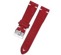 HBGRVCKS Schnellverschluss-Uhrenarmband aus echtem Leder, 18 mm, 20 mm, 22 mm, Wildlederband, Vintage, handgefertigt, Unisex-Uhrenarmband, Ersatzband for traditionelle oder Smartwatches(Red,18mm)