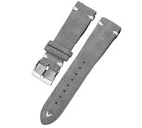 HBGRVCKS Schnellverschluss-Uhrenarmband aus echtem Leder, 18 mm, 20 mm, 22 mm, Wildlederband, Vintage, handgefertigt, Unisex-Uhrenarmband, Ersatzband for traditionelle oder Smartwatches(Gray,18mm)