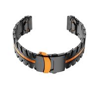 HBGRVCKS Uhrenarmband aus Edelstahl und Titan mit Schnellverschluss, universell einsetzbar, Faltschließe, Ersatzarmband for Herren, 20 mm/22 mm(Black-orange,20mm)