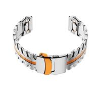 HBGRVCKS Uhrenarmband aus Edelstahl und Titan mit Schnellverschluss, universell einsetzbar, Faltschließe, Ersatzarmband for Herren, 20 mm/22 mm(Silver-orange,22mm)