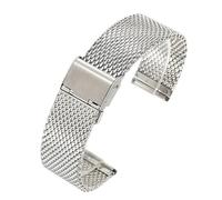 HBGRVCKS Uhrenarmband aus Metall, gewebt, 18 mm, 20 mm, 22 mm, 24 mm, komplett aus Edelstahlgewebe, Uhrenarmband for Männer und Frauen, universelle Armbanduhr(Silver,24mm)