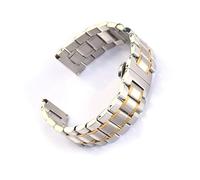 HBGRVCKS Universelles Edelstahlarmband 12 14 16 18 19 20 21 22 23 24 mm, Doppelknopf-Faltschließe, Uhrenersatzarmband, geeignet for herkömmliche oder Smartwatch-Armbänder(Silver-gold,19mm)