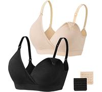 HBselect 2 Pcs Schwangerschafts Still BH Nahtloser Still-BH mit zusätzlichen BH-Verlängerungen Stillen und Schlaf Ohne Bügel für Damen