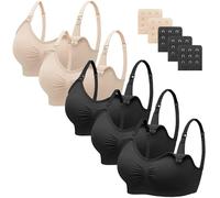 HBselect 5 Pcs Schwangerschafts Still BH Nahtloser Still-BH mit zusätzlichen BH-Verlängerungen Stillen und Schlaf Ohne Bügel für Damen Schwarz*3 Beige*2