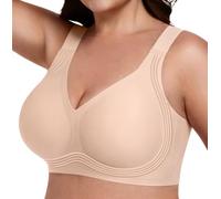 HBselect BHS Damen ohne Bügel Sport BH Nahtlose BH Sets mit vollständiger Abdeckung für Große Brüste Starker Halt Bra Bralette weicher BHS Bustier Push up BH Beige S
