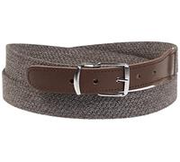 HC Elastischer Stretch-Gürtel mit Echtleder-Endstück - 30mm Breit - Stufenlos Kürzbar -Dehnbarer Stoffgürtel für Damen & Herren - Gr. 85 bis 160 cm, Bundweite:115, Farben:jeans braun