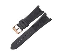 HCBBCEW Kompatibel mit PP Patek Philippe Silikon-Uhrenarmband 5711 5712g Nautilus-Armband, spezielle Schnittstelle, 25 mm, 13 Herrenarmband(Black-rosegold)