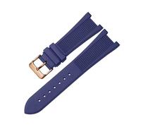 HCBBCEW Kompatibel mit PP Patek Philippe Silikon-Uhrenarmband 5711 5712g Nautilus-Armband, spezielle Schnittstelle, 25 mm, 13 Herrenarmband(Blue-rosegold)