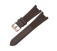 HCBBCEW Kompatibel mit PP Patek Philippe Silikon-Uhrenarmband 5711 5712g Nautilus-Armband, spezielle Schnittstelle, 25 mm, 13 Herrenarmband(Brown-rosegold)