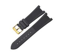HCBBCEW Kompatibel mit PP Patek Philippe Silikon-Uhrenarmband 5711 5712g Nautilus-Armband, spezielle Schnittstelle, 25 mm, 13 Herrenarmband(Black-gold)