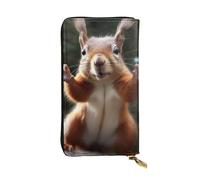 HCBPWVQA Ledergeldbörse für Damen und Herren, Clutch, Geldetui, großes Kreditkartenetui, Eichhörnchen, lustige Tier-Geldbörsen mit Reißverschluss, Handyhalter, lange Reisegeldbörse, schwarz,