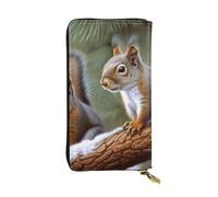 HCBPWVQA Ledergeldbörse für Damen und Herren, Clutch, Geldetui, großes Kreditkartenetui, kleines Eichhörnchen, Geldbörsen mit Reißverschluss, Handyhalter, lange Reisegeldbörse, schwarz, Einheitsgröße,