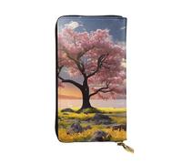 HCBPWVQA Ledergeldbörse für Damen und Herren, Clutch, Geldetui, großes Kreditkartenfach, Blumen- und Baum-Geldbörsen mit Reißverschluss, Handyhalter, lange Reisegeldbörse, schwarz, Einheitsgröße,