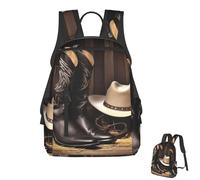 HCBPWVQA Modischer Rucksack, lässiger Reise-Tagesrucksack, leicht, Laptop-Taschen, Cowboy-Hut, Westernstiefel, Laptop-Rucksäcke für Damen und Herren, Schwarz, Einheitsgröße, Reiserucksäcke