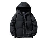 Hcclijo Herren Baumwolle Gefütterte Mäntel Pufferjacken Outdoor Kapuzenmantel Windjacke Dicke Warme Manteljacke Black 3XL