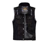 Hcclijo Herren Jeansweste Hip Hop Jean Mäntel Weste Cowboy Ärmellose Jacke Black 5XL