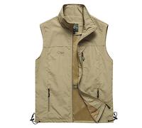 Hcclijo Outdoor Herren Weste Mit Mehreren Taschen Wandern Arbeit Fotografie Golf Fischweste Wasserdicht Atmungsaktiv Color4 XXL