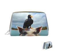 HCLYvexiria Kosmetiktasche, Reise-Make-up-Tasche, wasserdicht, tragbar, weit offen, Vogel ruht auf Ast, Make-up-Organizer, große Kapazität, Reißverschluss-Tasche, Kulturbeutel für Damen, Vogel stehend