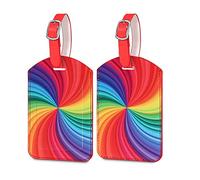 HCSSZ 2 Stück Gepäckanhänger,Kofferanhänger Mit Adressschild,Wasserdichte PU Leder Luggage Tag Personalized ID Etiketten,Schnelle Identifikation Koffer (Sich drehender Regenbogen)