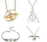 HCSUI 4 stücke Zeitumkehrer Heiligtümer des Todes Goldenen Schnatz Halskette und Armbänder für Fans Sammlung Halloween Cosplay