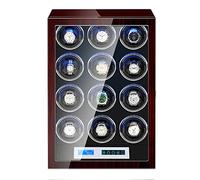 HCZKIUJY Uhrenbeweger für 3/4/6/9/12 Automatikuhren, selbstaufziehende Uhrenbox, LCD-Touchscreen, leiser Motor, LED-Licht, 5 Rotationsmodi, Damenuhren Chanel, PU-Lederkissen Chanel(Svart-12 Watch)