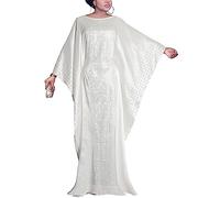 HD Afrikanische Kleider für Damen, modisches Kaftan-Maxikleid mit Perlen und Strasssteinen, Weiß - 87 (mit Innengürtel-Version), Einheitsgröße