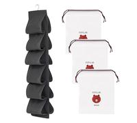 HDGSAFD 1 Stück Schuhablagebeutel Mit 12 Fächern Und 3 Stück Schuhstaubbeutel, Hängendes Schuhregal, Täglicher Bedarf, Reiseschuhablage (Schwarz.