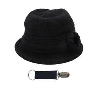 HDGSAFD 1 Stück Strickmütze, 1 Stück Hutklammer, Elee Modemütze, Damen-Blumenmütze, Winter-Warme Mütze, Retro-Mütze