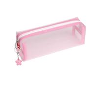 HDGSAFD 1 Stück transparentes Mesh-Federmäppchen, 1 Stück Blumenanhänger, großes Mesh-Federmäppchen, Reißverschluss-Federmäppchen, Aufbewahrungstasche für Schülerbriefpapier, Kosmetiktasche