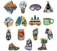 HDGSAFD 15 Stück Bunte Landschaftsflicken, Kreative Graffiti-Flicken, Stickflicken, Kleidungsdekorationsflicken, Kleidungsreparaturflicken