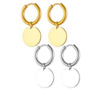 HDGSAFD 2 Paar Runde Ohrringe, Edelstahlohrringe, Geometrische Anhängerohrringe, Modische Einfache Ohrringe, Damenschmuck