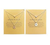 HDGSAFD 2 Stück Kompass-Anhänger-Halskette, Schlüsselbeinkette Für Frauen, Persönlichkeitshalskette, Inspirierende Freundschaftskette, Outdoor-Reisegeschenk