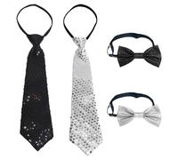 HDGSAFD 2 Stück Krawatten, 2 Stück Fliegen, Paillettenfliegen Für Herren, Elastische Krawattendekorationen, Kostümfliegen