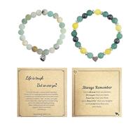 HDGSAFD 2 Stück Liebesanhänger-Armbänder, Elastische Perlenarmbänder, Verstellbare Armbänder, Handgewebte Armbänder, Damenarmbänder