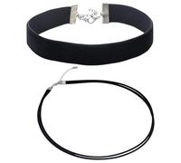 HDGSAFD 2 Stück Schwarze Halsketten, Klassische Halsketten Für Frauen, Einfache Modische Halsketten, Verstellbare Halsketten, Schlüsselbeinketten