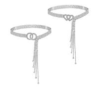 HDGSAFD 2 Stück Silberne Strassgürtel, Verstellbare Gürtel, Elee Damengürtel, Dekorative Gürtel, Glänzende Gürtel