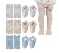 HDGSAFD 3 Paar Babysocken, 3 Paar Krabbel-Knieschoner, Kinder-Krabbelset, Rutschfeste Bodensocken, Gepunktete Kleinkindsocken, Bequeme Und Atmungsaktive Knieschoner, Süße Socken