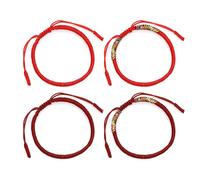 HDGSAFD 4 Stück Rote Geflochtene Armbänder, Verstellbare Glücksarmbänder, Unisex, Freundschaftsarmbänder, Paararmbänder