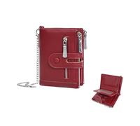 HDKXBEJ Modische dreifach gefaltete Geldbörse für Damen, niedlich, kleine Münzgeldbörse und Kreditkartenetui mit Reißverschluss, minimalistisches PU-Leder, kompakte Brieftasche für Bargeld,