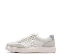 Sneaker TAMARIS, Herren, Gr. 45, weiß, denim, Leder, Veloursleder, Schuhe Sneaker, Freizeitschuh, Halbschuh, Schnürschuh mit dezenten Ziernähten (65007142-45) weiß, denim