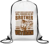 He Who Shed Blood With Me Will Forever Be My Brother Veteran Turnbeutel, lässiger Kordelzugbeutel, Weiß