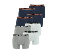 HEAD Herren Boxershorts Basic - 8er Pack - Grey Combo/Blue Orange - Größe M