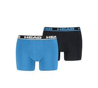 Boxershorts HEAD "HEAD BASIC BOXER 2P", Herren, Gr. M, blau, schwarz combo, Obermaterial: 95% Baumwolle, 5% Elasthan, körpernah, Unterhosen, mit elastischem Logobund (27437163-M) blau, schwarz combo