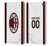 Head Case Designs Offizielle Personalisierte Individuelle AC Milan Away 2026/27 Wappen-Set Leder-Wallet-Hülle Kompatibel mit Amazon Fire Max 11 2023