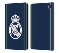 Head Case Designs Offizielle Real Madrid CF Dunkelblau Abzeichen Leder-Wallet-Hülle Kompatibel mit Amazon Fire 7 2022