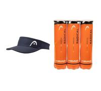 HEAD Damen Pro Player Womens Visor Cap, Navy, Einheitsgröße EU & Radical Tennisball (3 x 4 Stück) Amazon Exclusive