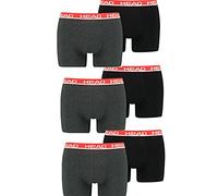 Boxershorts HEAD "HEAD BASIC BOXER 2P", Herren, Gr. L, grau (grau, rot), Obermaterial: 95% Baumwolle, 5% Elasthan, unifarben, körpernah, Unterhosen, mit elastischem Logobund (90475248-L) grau, rot