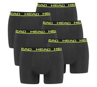 HEAD Herren Boxershort, 6er Pack - Basic, Baumwoll Stretch, einfarbig Anthrazit/Gelb M