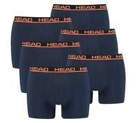 HEAD Herren Boxershort, 6er Pack - Basic, Baumwoll Stretch, einfarbig Dunkelblau/Orange L